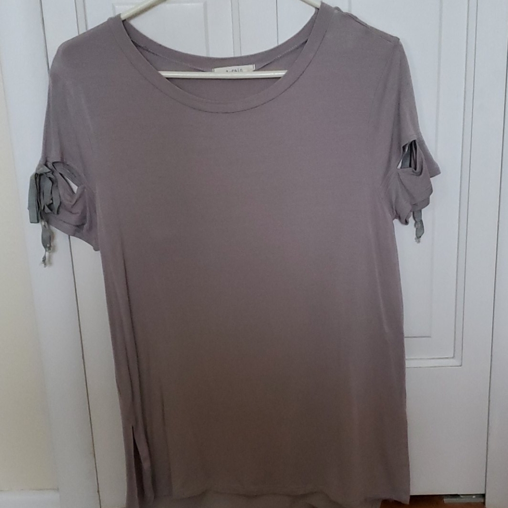 NWOT Tan Shirt with Cutout sleeve detail